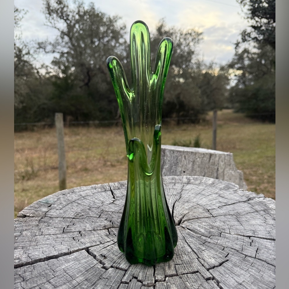 MCM 5 Finger Glass Swung Vase